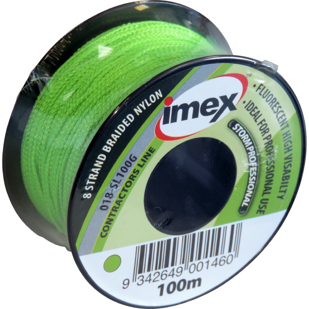 IMEX STORM PROFESSIONAL 100m 8 STAND BRAIDED NYLON STRING LINE - GREEN  FLUORESCENT